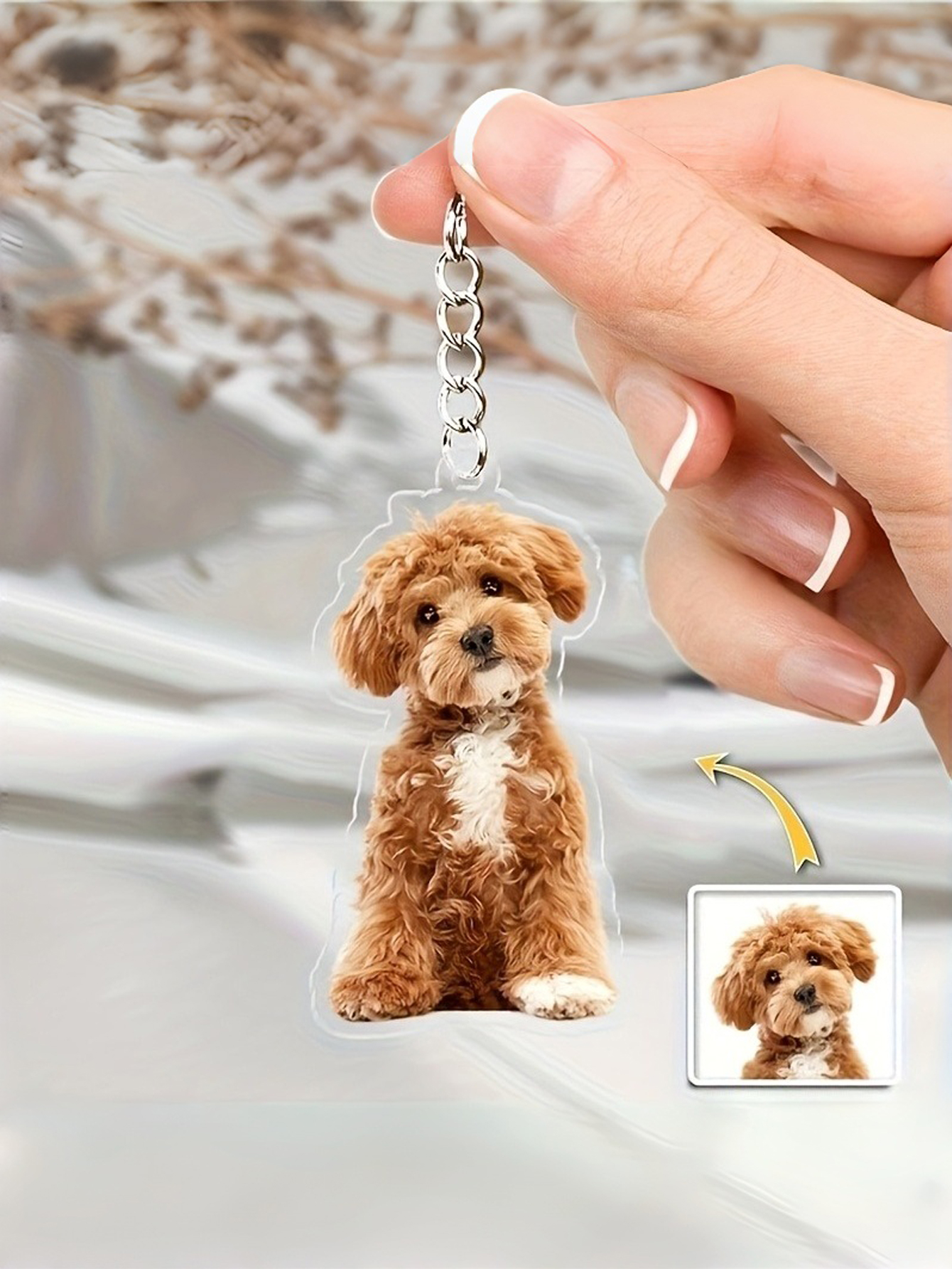 2D Flat, 1 Custom Photo Keychain - Personalized Pet, Birthday, or Holiday Gift